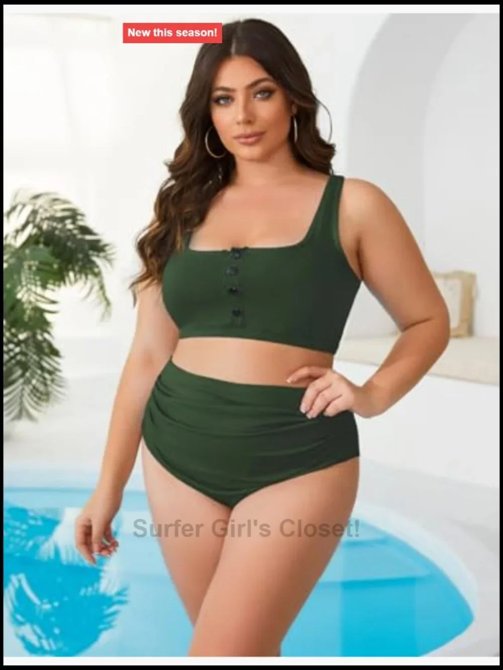 Plus Size High Waist Bikini Set Two Piece Tummy Control Swimsuit